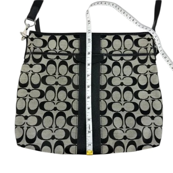 COACH Canvas Signature Monogram Crossbody Black Grey - Picture 5 of 9